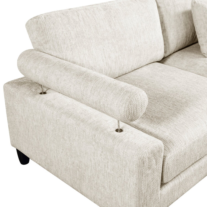 Lounge 5-Piece Chenille Modular Sectional with Ottoman – Beige 