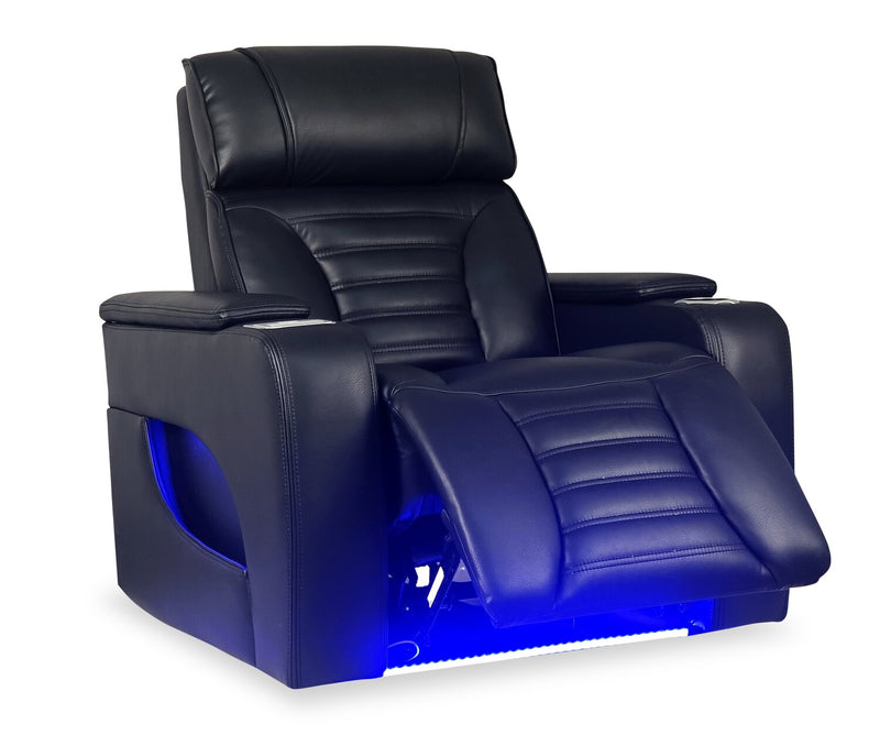 Zen 40\" Faux Leather Power Reclining Massage Chair with Power Headrest and Heated Seat - Black