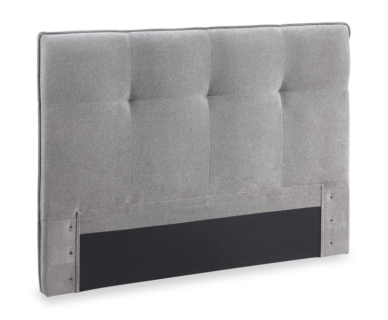 Amos Upholstered Headboard in Grey Fabric, Tufted - Full Size