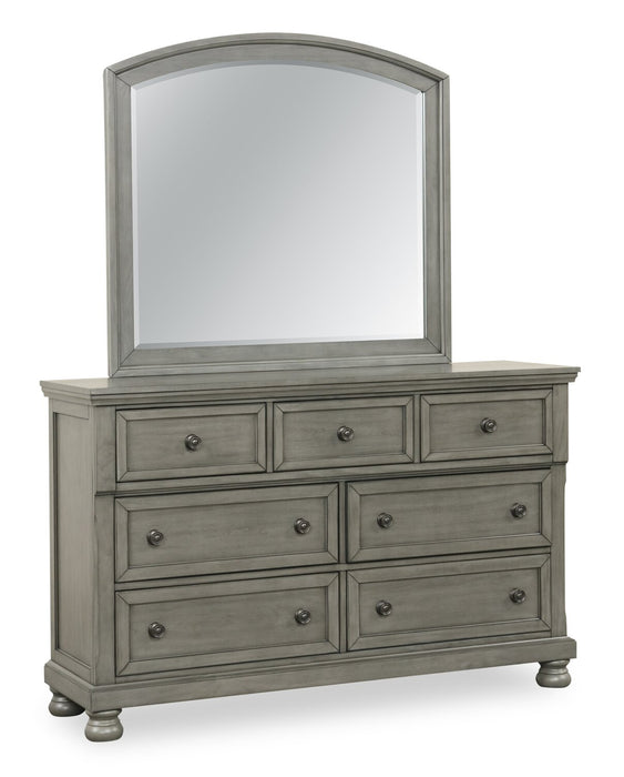 Chelsea 6pc Bedroom Set with Storage Bed, Dresser & Mirror, Grey - King Size