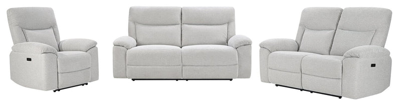 Spencer 65.6\" Chenille Fabric Power Reclining Loveseat - Grey
