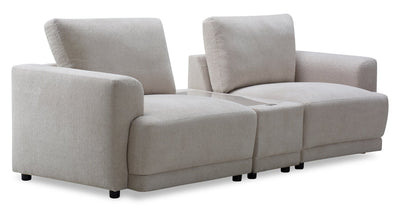 Voyage Modular 3-Piece U-Shaped Fabric Sectional with Console and Removable Back Cushions – Taupe | Sofa sectionnel modulaire en forme de U Voyage 3 pièces en tissu avec console et coussins de dossier amovibles - taupe