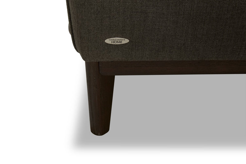 Cindy Crawford Home Gena 78.7\" Linen-Look Fabric Condo Size Sofa with Removable Back Cushions - Charcoal Grey