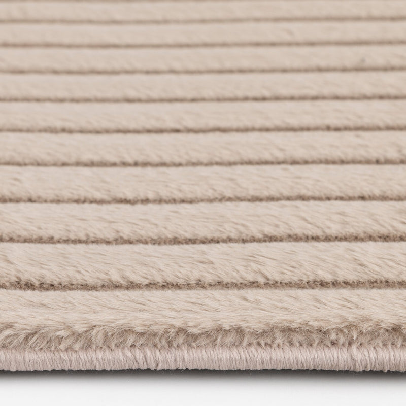 Dream Step Memory Foam Channel Taupe Faux Fur Area Rug - 5' x 7' - The ...