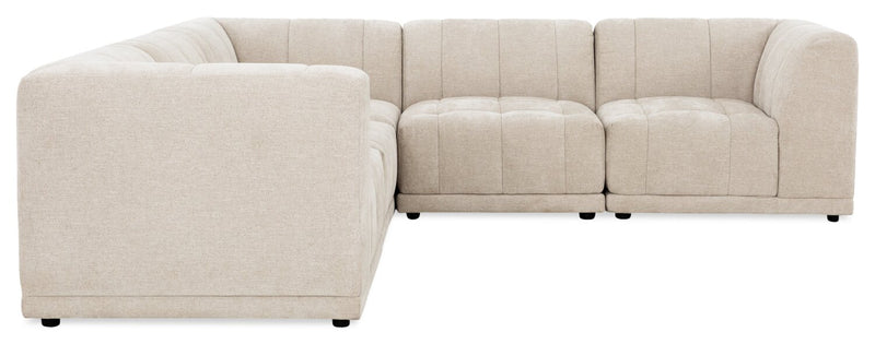 Oaklyn Modular 5-Piece Fabric Sectional with Tufted Seat Cushions - Beige