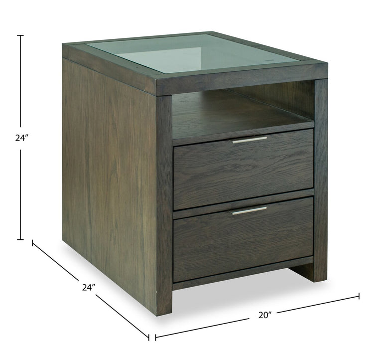Hatfield 20” Modern Solid Wood End Table with Storage - Homestead Brown