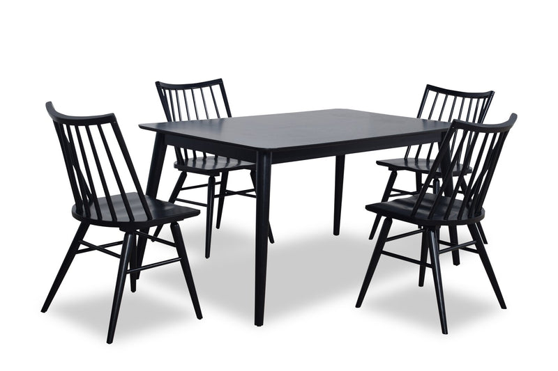 Astro Dining Chair with Curved Spindle-Back - Black