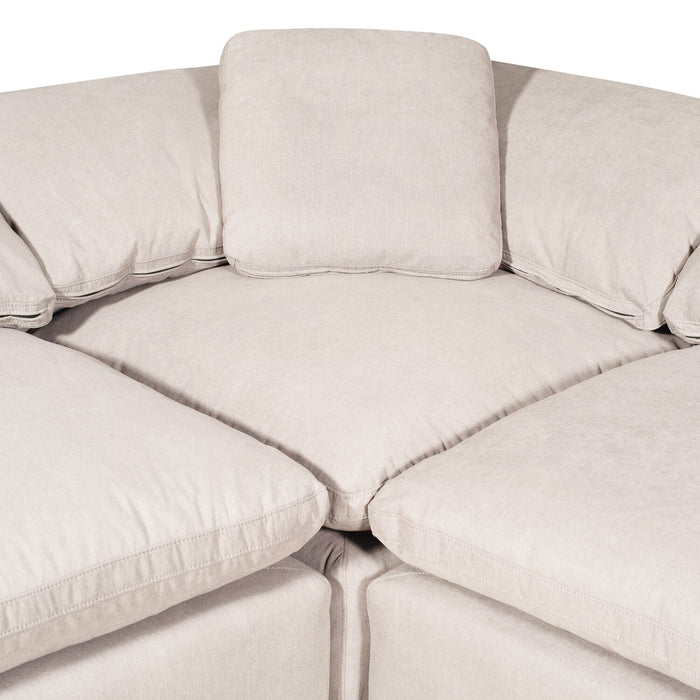 Eclipse Modular 8-Piece Linen-Look Fabric Sectional with Reversible Feather Down Cushions - Linen White