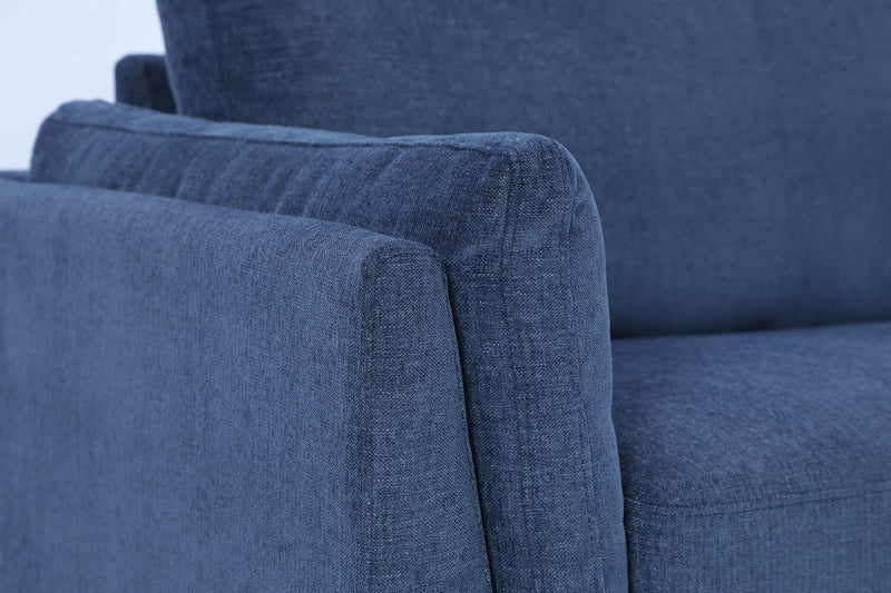 Zara 2-Piece Right-Facing Fabric Sectional with Chaise and Wood Legs - Navy