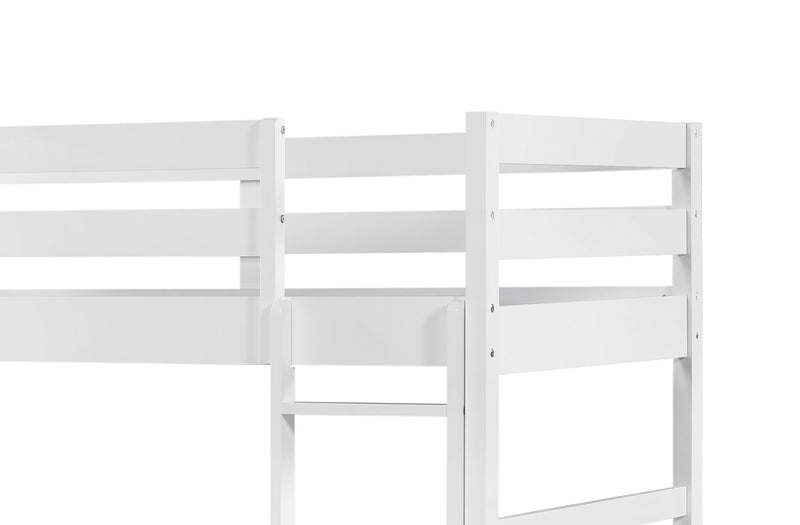 Quinn Bunk Bed with Ladder & Guard Rail for Kids, White - Twin/Full