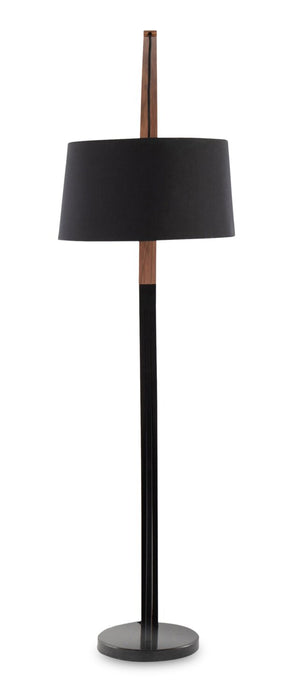 Sybil 18\" Mid-Century Modern Floor Lamp with Marble Base – Black Walnut
