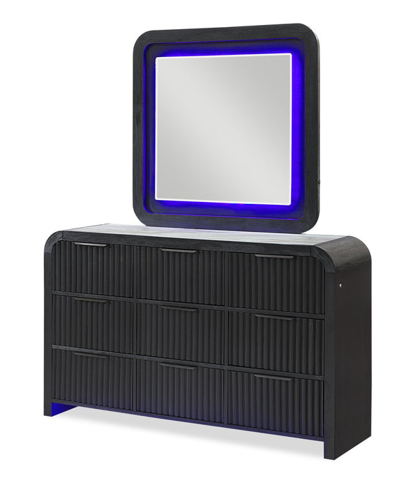 Kaleo Bedroom Dresser Mirror with LED Light, Modern - Grey Oak