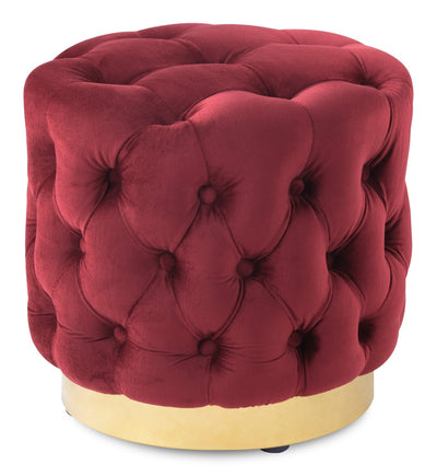Adell 17" Round Fabric Ottoman with Gold Base - Red | Pouf rond Adell de 17 po en tissu avec base dorée - rouge