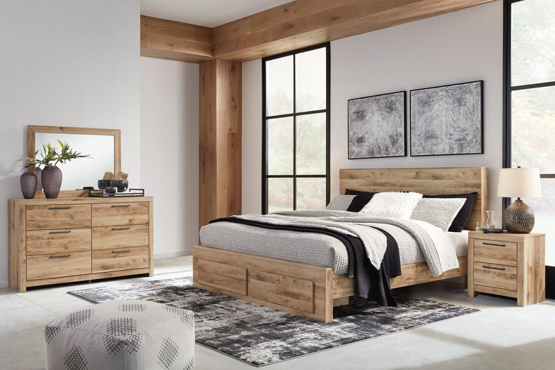 Derekson Storage Bed with 2 Built-In Footboard Drawers, Natural - Full Size