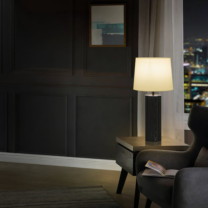 Nash 28.7\" Table Lamp with Linen Shade – Black Oak 