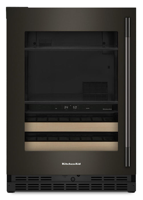 KitchenAid 24\" Beverage Centre with Wood-Front Racks – Black Ore - KUBL524SBE
