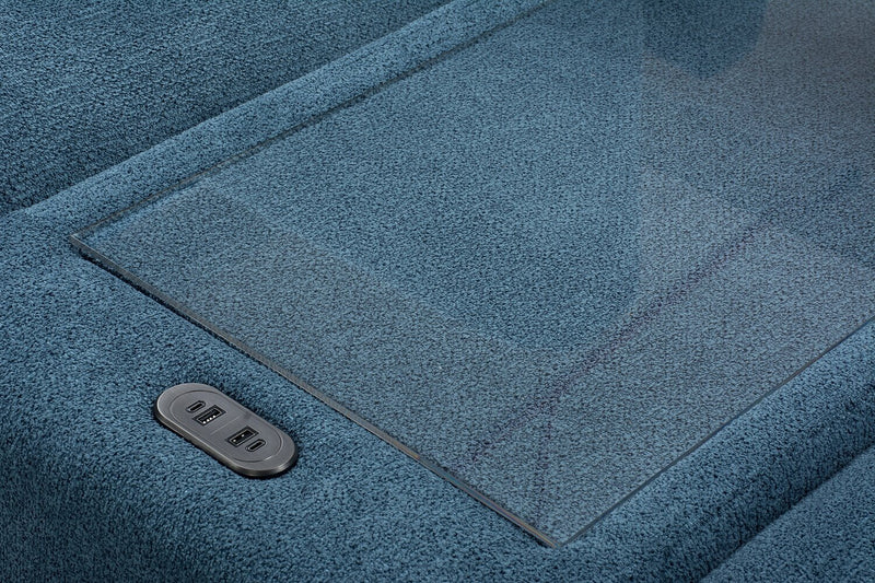 Voyage Modular 6-Piece Left-Facing Fabric Sectional with Console and Removable Back Cushions – Blue