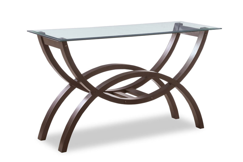 Ricci 48\" Modern Glass Top Sofa Table - Espresso with Arched Legs