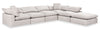 Eclipse Modular 6-Piece Linen-Look Fabric Pit Sofa Sectional with Reversible Feather Down Cushions - Linen White