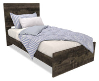 Riley Panel Bed with Headboard & Frame for Kids, Made in Canada, Grey - Twin Size 