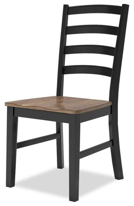 Raven 7pc Dining Package with 60-78\"W Extension Table & 6 Chairs - Two-Tone Black & Brown