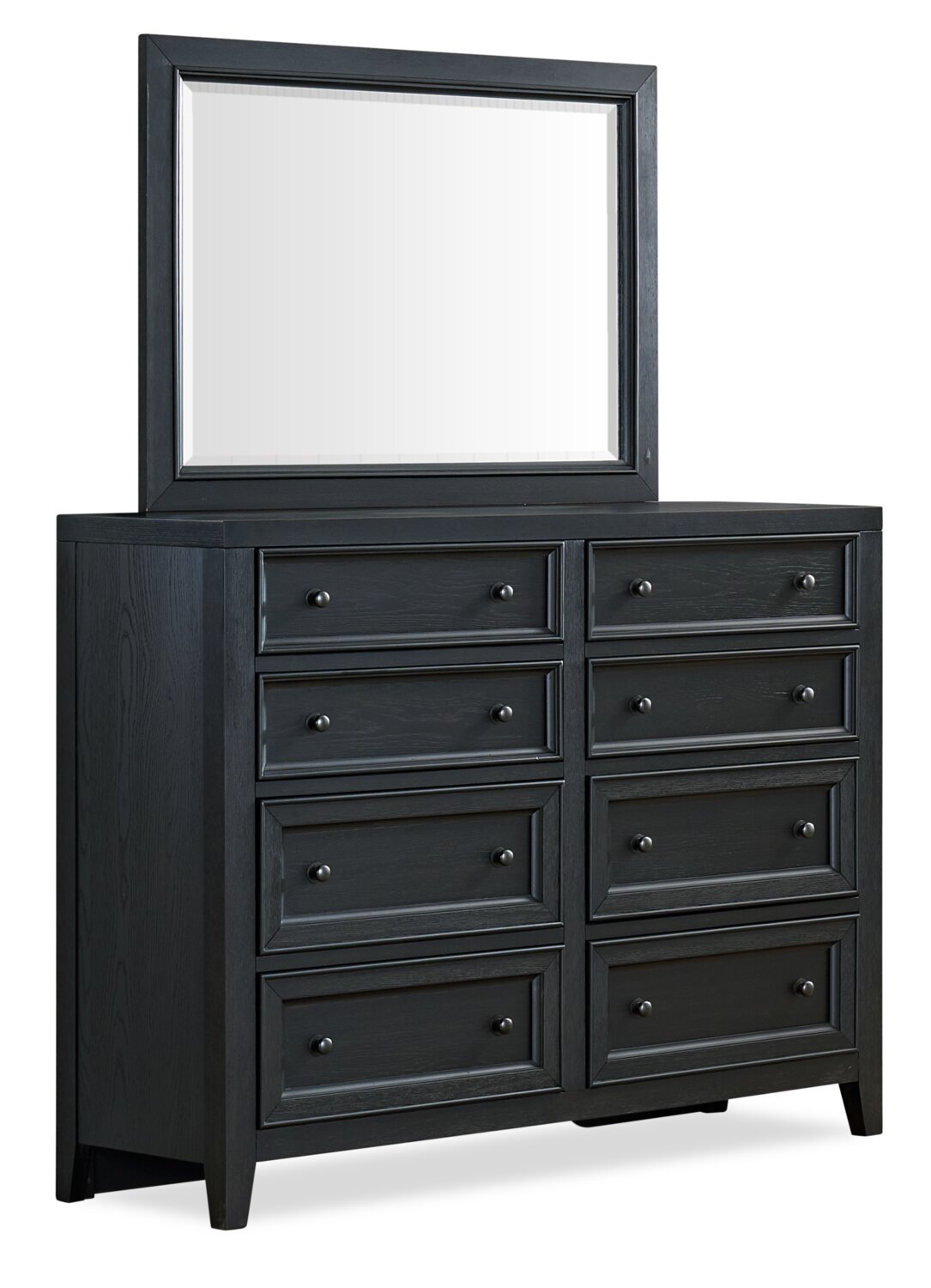 black bedroom dresser set Casa 6pc Bedroom Set with Bed, Dresser, Mirror & Nightstand, Black