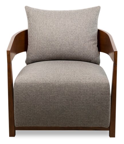 Amor 28.54\" Fabric Accent Chair with Wood Arms and Legs - Grey