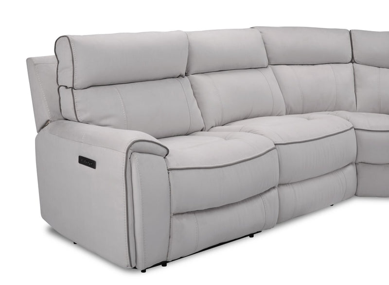 Cindy Crawford Home Newport 6-Piece Right-Facing Faux Suede Power Reclining Sectional - Grey