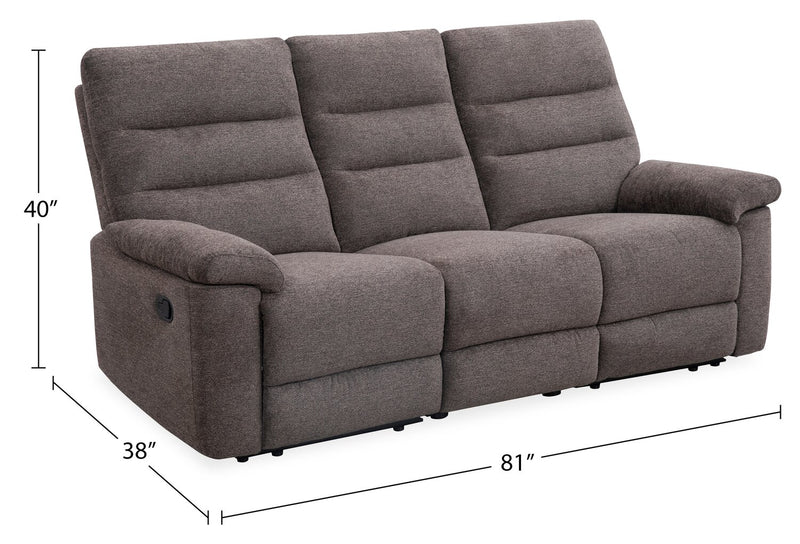 Jasper 81\" Chenille Fabric Reclining Sofa - Brown
