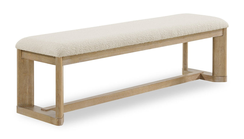 Aspen 6pc Dining Package with 80-104\"Extension Table, Bench & 4 Chairs, Fabric - Natural