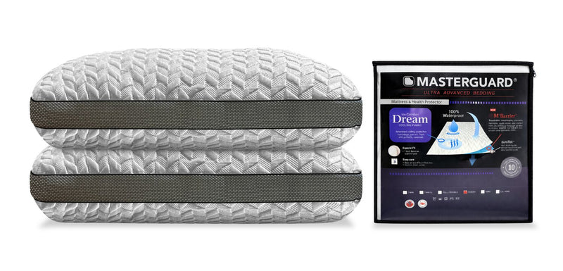 Masterguard® Dream™ Queen Mattress Protector with 2 Queen Pillows