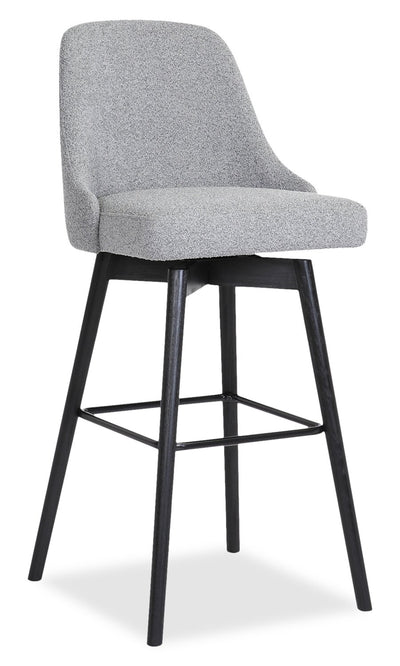 Nash Counter-Height Stool with Swivel Seat & Polyester Fabric, 26.5"H, Wood & Metal - Light Grey | Tabouret 26.5 po Nash de hauteur comptoir en tissu en polyester, bois et en métal - gris