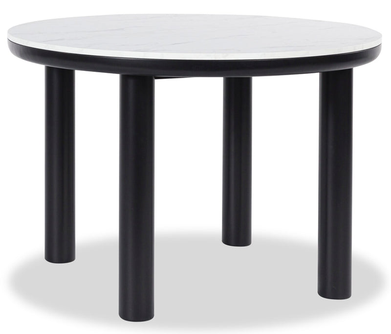 Jolie 5pc Dining Set with Table & 4 Chairs, Marble-Look Top, Melamine, 45\"W Round - White & Black
