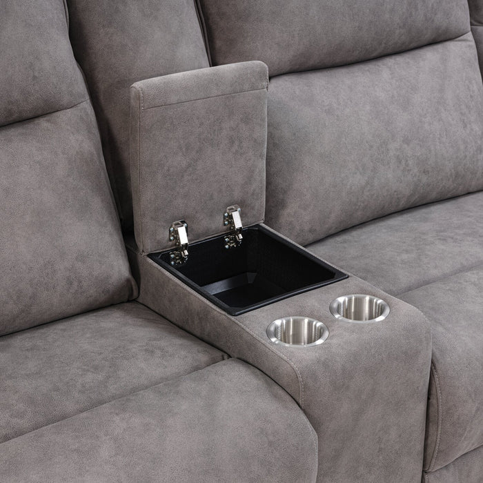 Caleb 6-Piece Power Reclining Sectional with Storage Console and USB Port - Grey