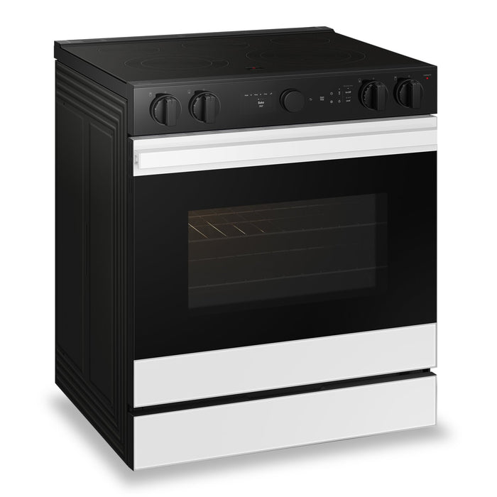 Samsung 6.3 Cu. Ft. Smart Electric Slide In Range with Air Fry and Air Sous Vide - White Glass - NSE6DB850012AC