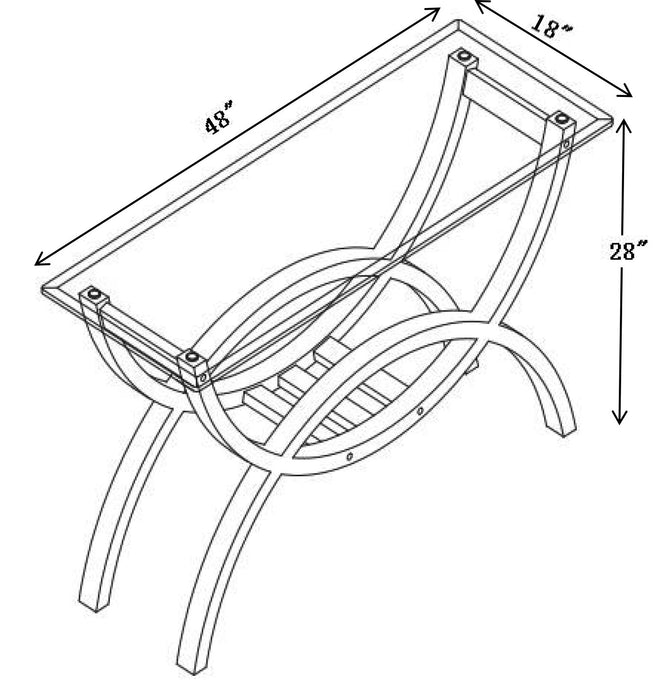 Ricci 48\" Modern Glass Top Sofa Table - Espresso with Arched Legs