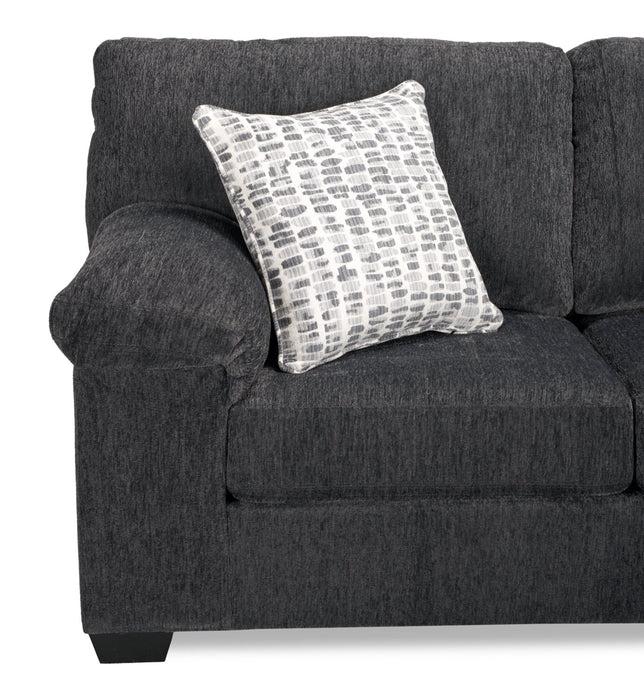 Made in Canada Morgan 3-Piece Right-Facing Chenille Fabric Sectional with Sofa and Accent Pillows - Grey