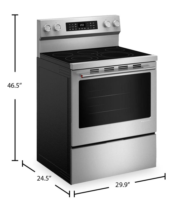 KitchenAid 30\" 5.3 Cu. Ft. Electric Range with Convection Cooking Modes - YKFES330TPS
