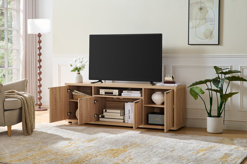 Noren 63\" TV Stand with Storage for TVs up to 70\"- Light Oak