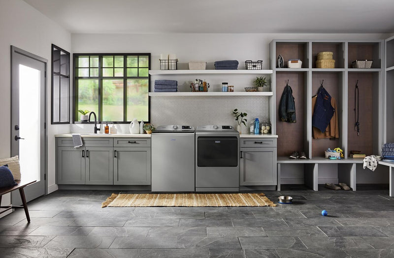 Maytag 6.0 Cu. Ft. Pet Pro Smart Top-Load Washer and 7.4 Cu. Ft. Electric Dryer – Radiant Silver