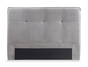 Amos Upholstered Headboard in Grey Fabric, Tufted - Queen Size