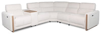 Sable Modular 6-Piece Chenille Fabric Power Reclining Sectional with Power Headrests and USB Port - Alabaster White 