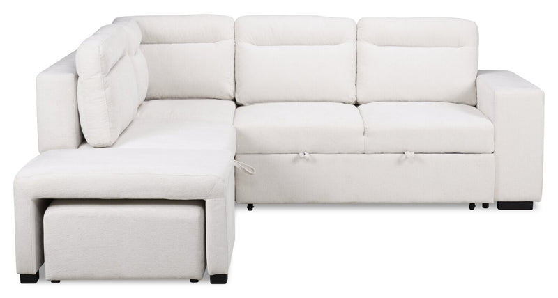 Primo Coast 3-Piece Left-Facing Ivory White Fabric Sleeper Sectional with Storage Chaise and Storage Armrest
