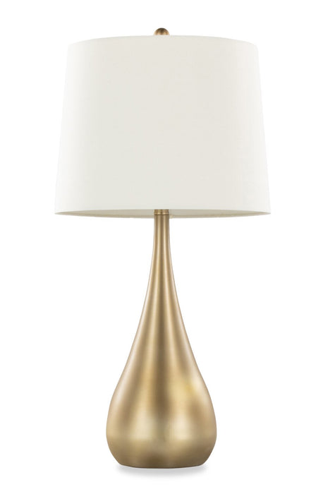 Cassie 29\" Metal Table Lamp with White Linen Shade - Gold