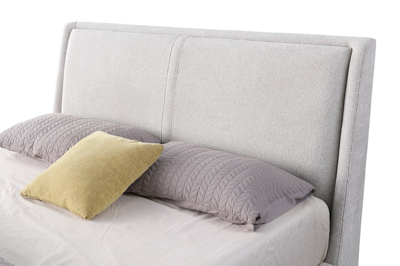 Nico Upholstered Storage Platform Bed in Polyester Grey Fabric, Hyrdraulic Lift  - Queen Size