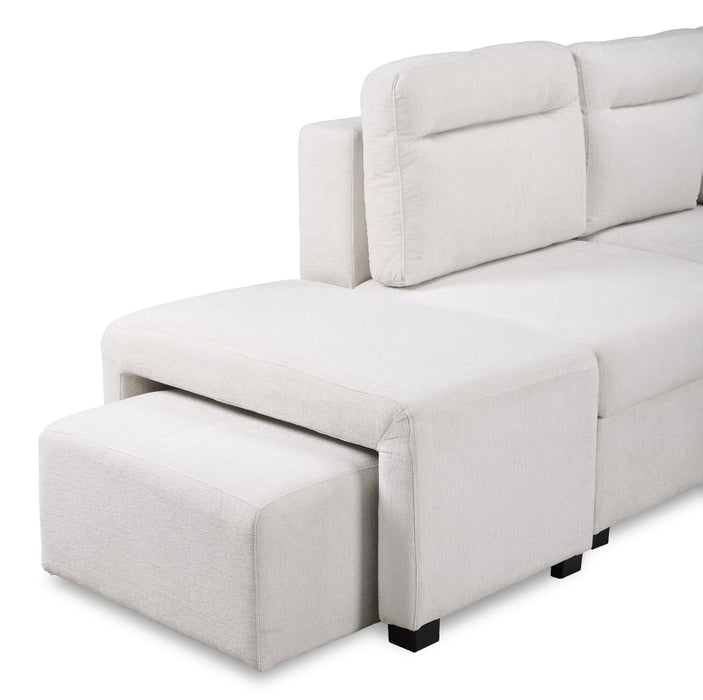Primo Coast 3-Piece Left-Facing Ivory White Fabric Sleeper Sectional with Storage Chaise and Storage Armrest