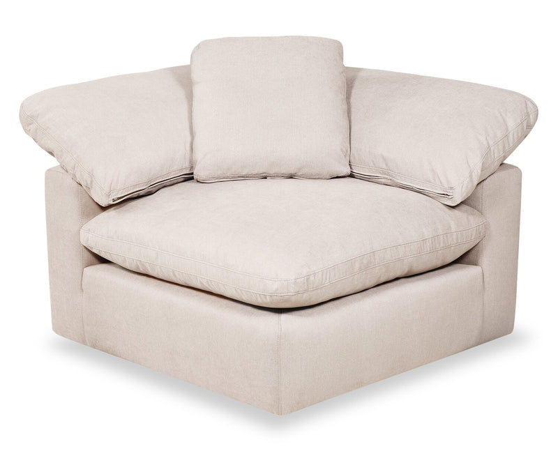 Eclipse Modular 8-Piece Linen-Look Fabric Sectional with Reversible Feather Down Cushions - Linen White