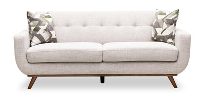 Kort & Co. Freeman 80” Linen-Look Fabric Condo Size Sofa with Wood Legs - Dove White | Sofa Freeman de Kort & Co. de 80 po de format condo en tissu d’apparence lin avec base et pattes en bois - blanc colombe