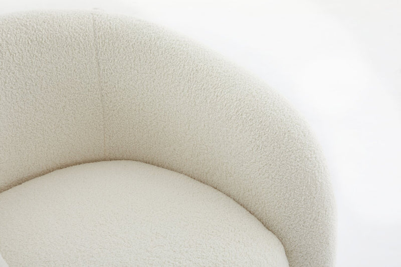 Solo 31.1\" Sherpa Fabric Curved Accent Chair - Ice Cream 