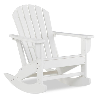 Bask Outdoor Patio Rocking Chair - High Density Plastic, UV & Weather Resistant - White | Fauteuil berçant Bask pour la terrasse à l’extérieur, plastique haute densité, résistant aux rayons UV et aux intempéries - blanc